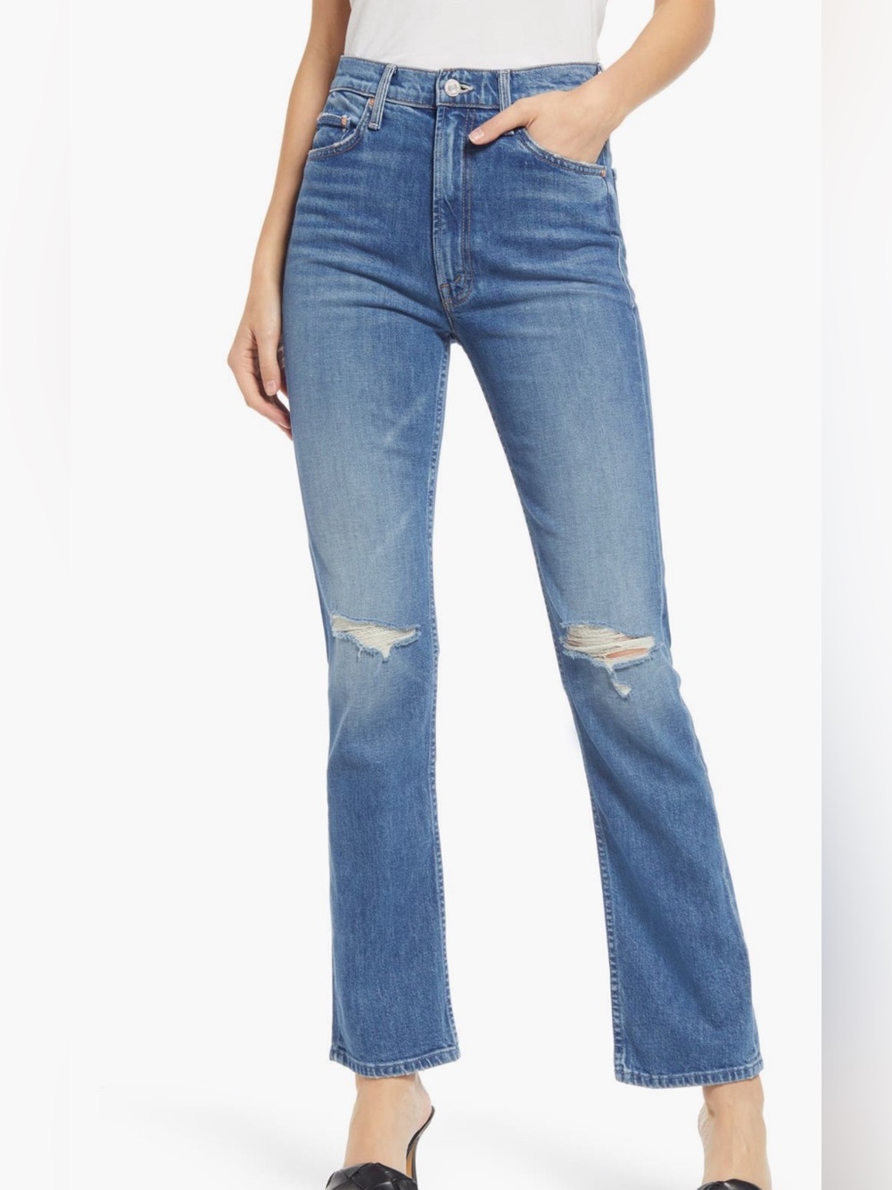 MOTHER The High Waisted Rider Skimp Jeans Playing With Scissors 26